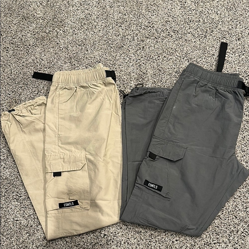 ESNTLS Beige and Gray Cargo Pants